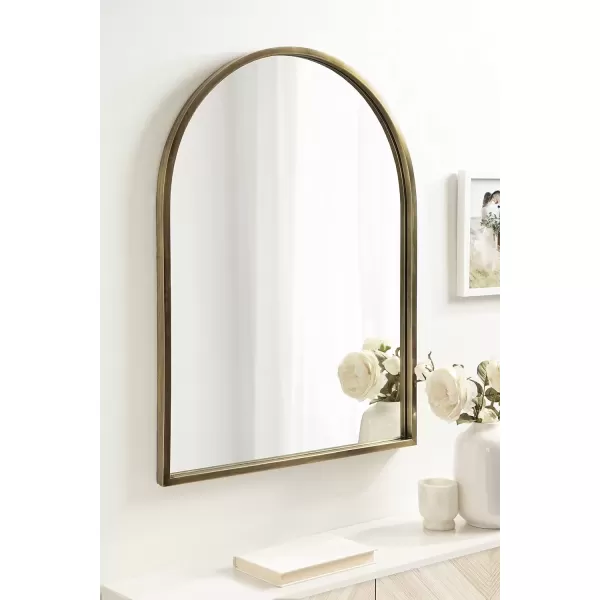 imageKate and Laurel Rowla Modern Arched Wall Mirror 24 x 32 Gold Decorative Glam Arch Mirror with Luxurious Polished Antique Brass Finish and Versatile StylingGold