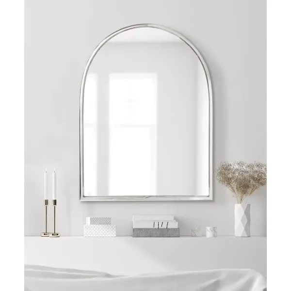 imageKate and Laurel Rowla Modern Arched Wall Mirror 24 x 32 Gold Decorative Glam Arch Mirror with Luxurious Polished Antique Brass Finish and Versatile StylingSilver