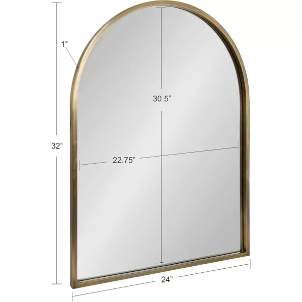 imageKate and Laurel Rowla Modern Arched Wall Mirror 24 x 32 Gold Decorative Glam Arch Mirror with Luxurious Polished Antique Brass Finish and Versatile StylingGold