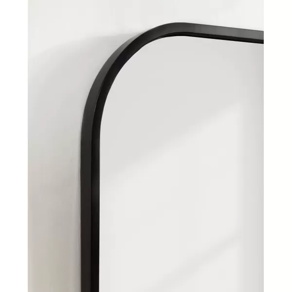imageKate and Laurel Valenti Contemporary Metal Wide Arched Wall Mirror 28 x 30 Black Sophisticated Modern Transitional Round Arch Mirror with Narrow FrameBlack