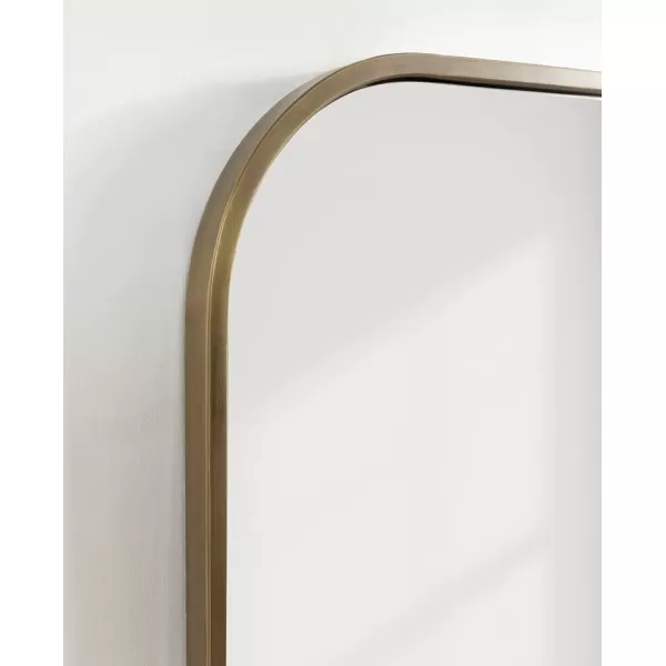 imageKate and Laurel Valenti Contemporary Metal Wide Arched Wall Mirror 28 x 30 Black Sophisticated Modern Transitional Round Arch Mirror with Narrow FrameGold
