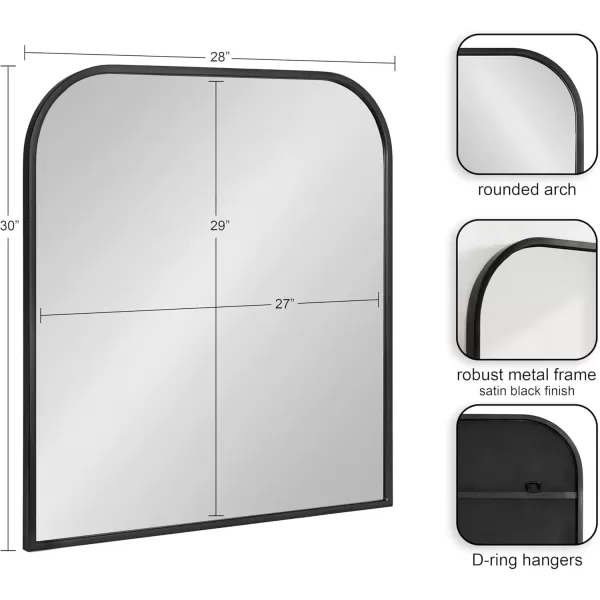 imageKate and Laurel Valenti Contemporary Metal Wide Arched Wall Mirror 28 x 30 Black Sophisticated Modern Transitional Round Arch Mirror with Narrow FrameBlack