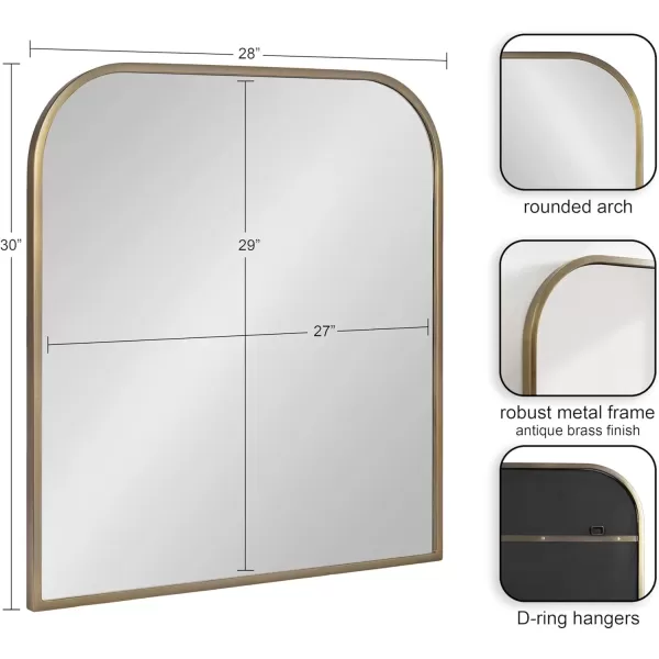 imageKate and Laurel Valenti Contemporary Metal Wide Arched Wall Mirror 28 x 30 Black Sophisticated Modern Transitional Round Arch Mirror with Narrow FrameGold