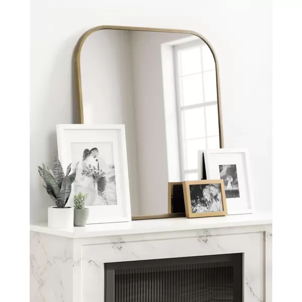 imageKate and Laurel Valenti Contemporary Metal Wide Arched Wall Mirror 28 x 30 Black Sophisticated Modern Transitional Round Arch Mirror with Narrow FrameGold