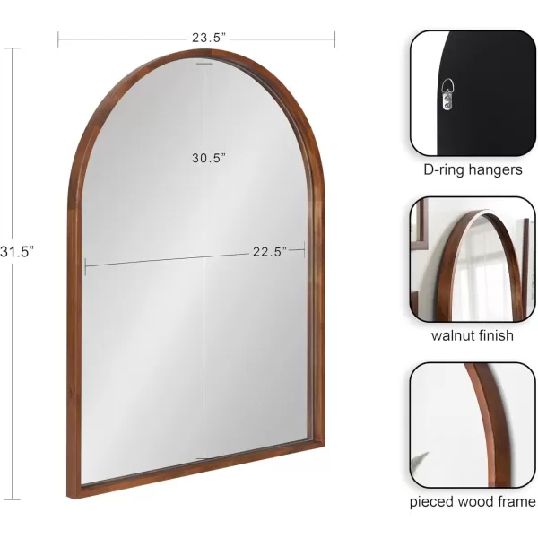 imageKate and Laurel Valenti Midcentury Arched Wall Mirror 16 x 47 Walnut Brown Transitional Mirror for Wall Decor