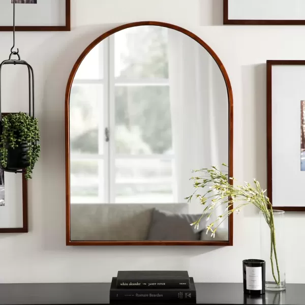 imageKate and Laurel Valenti Midcentury Arched Wall Mirror 16 x 47 Walnut Brown Transitional Mirror for Wall Decor