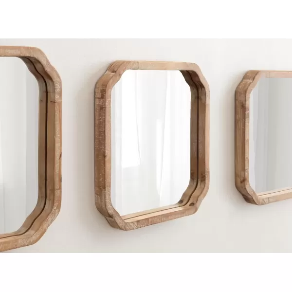 imageKate and Laurel Marston Modern Wooden Square Wall Mirror Set Set of 3 12 x 12 Rustic Brown Decorative ThreePiece Mirror Set for Use as Bathroom Mirror Decor or Gallery Wall Mirrors