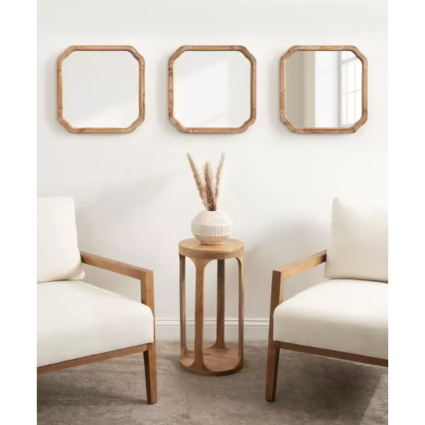 imageKate and Laurel Marston Modern Wooden Square Wall Mirror Set Set of 3 12 x 12 Rustic Brown Decorative ThreePiece Mirror Set for Use as Bathroom Mirror Decor or Gallery Wall Mirrors