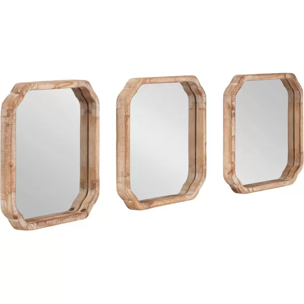 imageKate and Laurel Marston Modern Wooden Square Wall Mirror Set Set of 3 12 x 12 Rustic Brown Decorative ThreePiece Mirror Set for Use as Bathroom Mirror Decor or Gallery Wall Mirrors