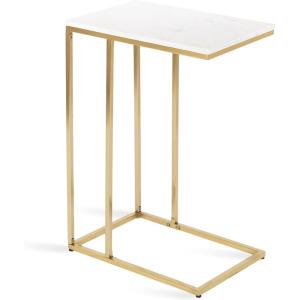imageKate and Laurel Lockhardt Metal Minimal CTable for Bedroom or Living Room Black 19 x 13 x 27 Modern Narrow Side Table for Small Spaces and Bedroom Accent PieceWhiteGold