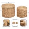 imageKate and Laurel Halm Modern Woven Rattan Round Storage Side Tables Set of 2 20 x 17 and 16 x 14 Natural Rattan LiftTop End Tables for Use as Hidden Storage Baskets or Small Ottoman Tables