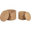 imageKate and Laurel Halm Modern Woven Rattan Round Storage Side Tables Set of 2 20 x 17 and 16 x 14 Natural Rattan LiftTop End Tables for Use as Hidden Storage Baskets or Small Ottoman Tables