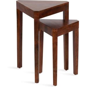 imageKate and Laurel Talcott Midcentury Nesting Tables Set of 2 Walnut Brown Decorative Modern End Tables for Storage and Display