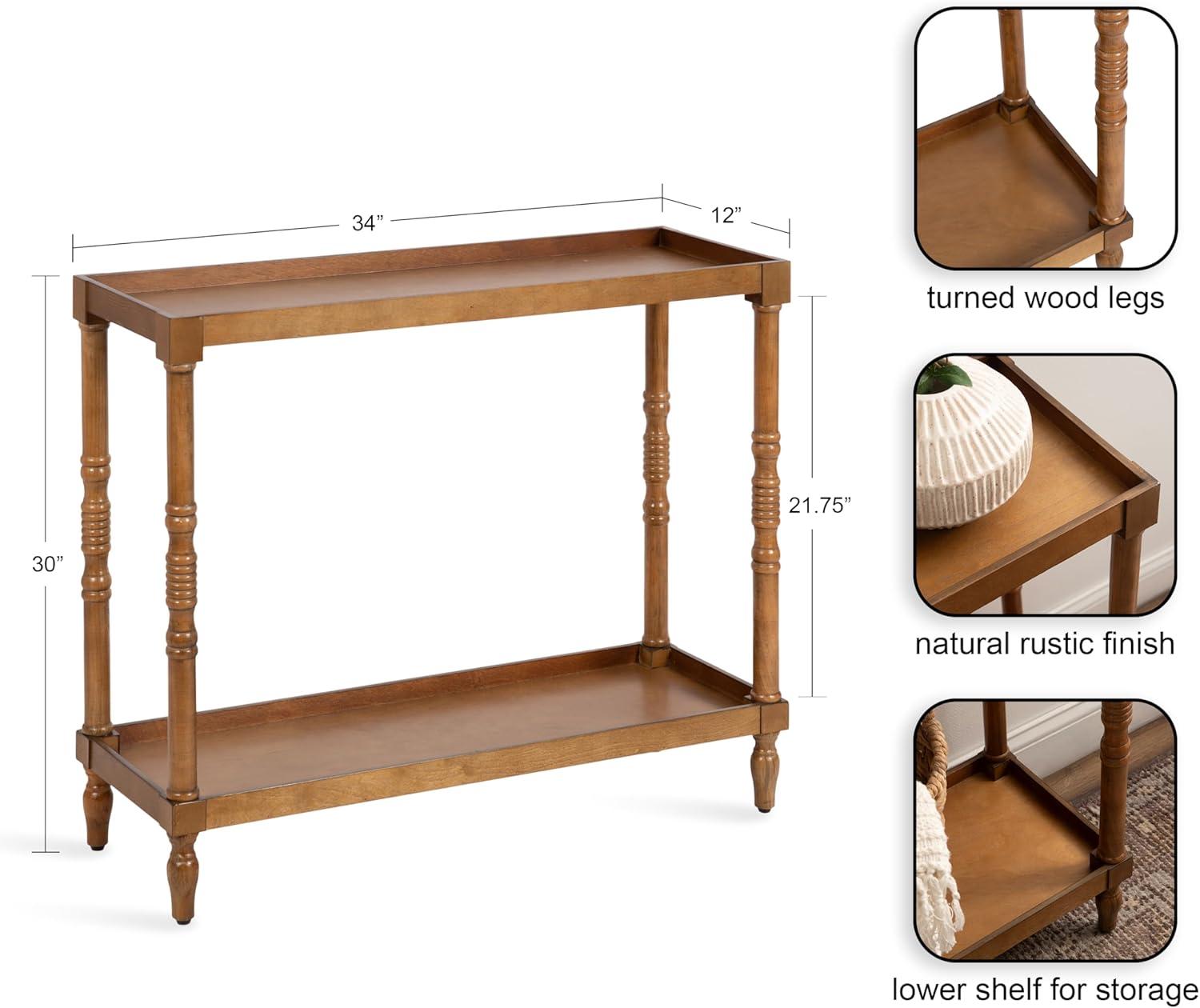 imageKate and Laurel Bellport Farmhouse Rectangle Console Table 34 x 12 x 30 Rustic Brown Vintage Inspired Rectangular Entryway Table for Use as Entry Storage and Display