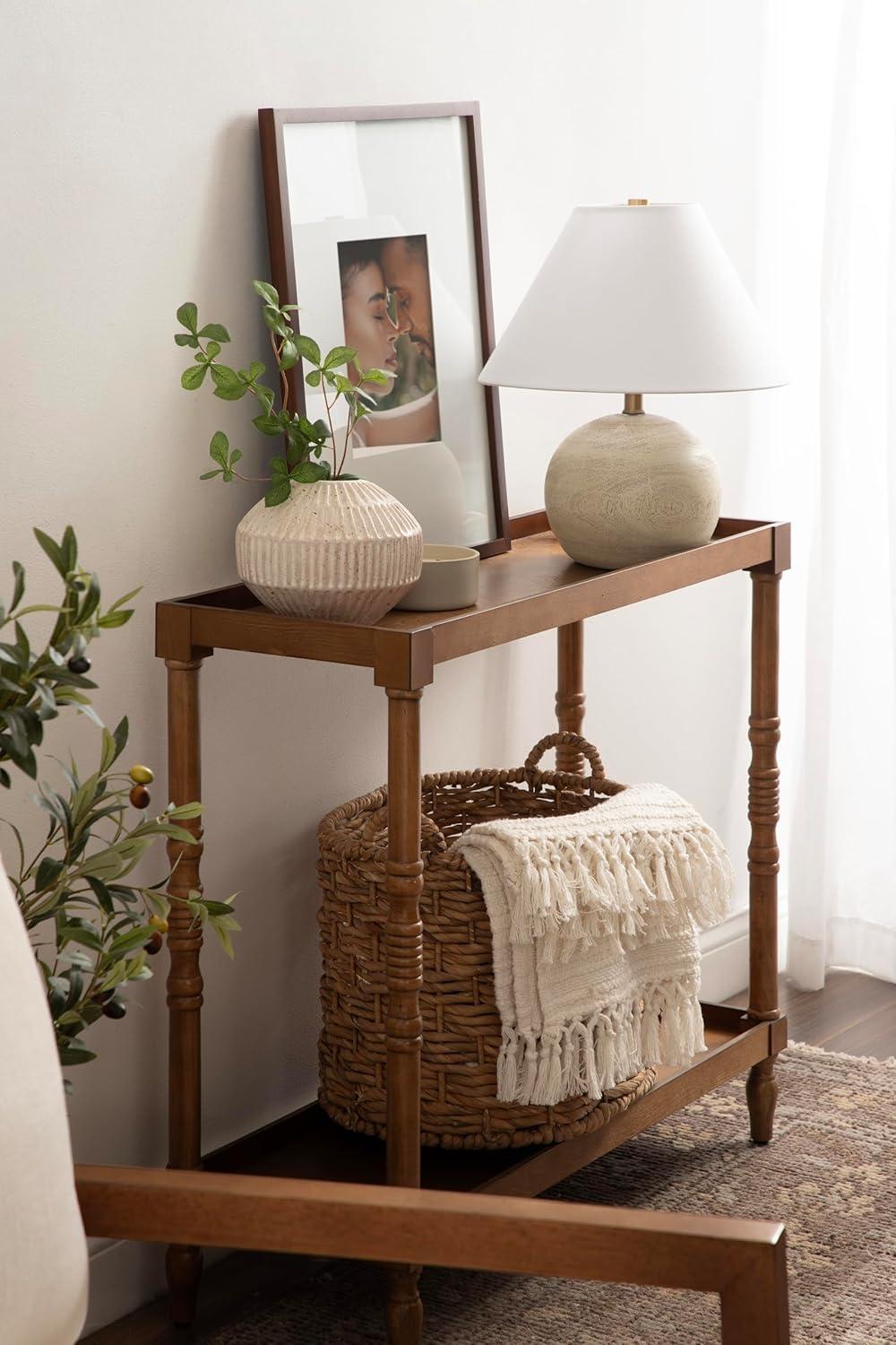 imageKate and Laurel Bellport Farmhouse Rectangle Console Table 34 x 12 x 30 Rustic Brown Vintage Inspired Rectangular Entryway Table for Use as Entry Storage and Display
