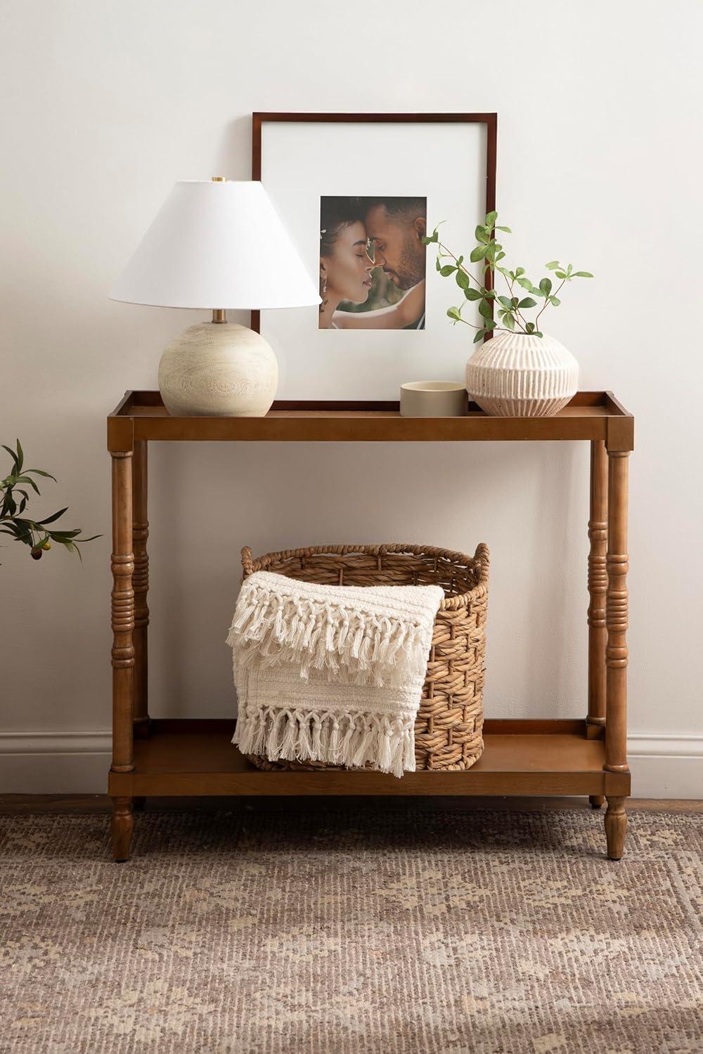 imageKate and Laurel Bellport Farmhouse Rectangle Console Table 34 x 12 x 30 Rustic Brown Vintage Inspired Rectangular Entryway Table for Use as Entry Storage and Display