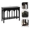 imageKate and Laurel Ulla Modern Tiered Rectangle Console Table 36 x 13 x 30 Black Transitional TwoTier Wood Arched Entryway Table with Storage for Behind Couch Home Decor OptionBlack