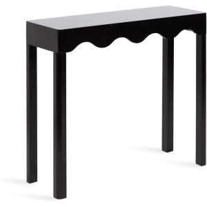 imageKate and Laurel Maida Modern Rectangle Wooden Wavy Console Table 32 x 12 x 30 White Transitional Decorative Entryway Table with Wavy Apron for Entry Decor OptionBlack