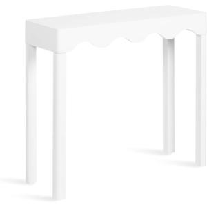 imageKate and Laurel Maida Modern Rectangle Wooden Wavy Console Table 32 x 12 x 30 White Transitional Decorative Entryway Table with Wavy Apron for Entry Decor OptionWhite