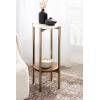 imageKate and Laurel Moxley Transitional Round Tiered Side Table with Natural Marble and Solid Mango Wood Tabletops for Living Room Decor 11x11x25 Walnut BrownGoldWalnut BrownGold