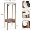 imageKate and Laurel Moxley Transitional Round Tiered Side Table with Natural Marble and Solid Mango Wood Tabletops for Living Room Decor 11x11x25 Walnut BrownGoldWalnut BrownGold