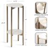 imageKate and Laurel Moxley Transitional Round Tiered Side Table with Natural Marble and Solid Mango Wood Tabletops for Living Room Decor 11x11x25 Walnut BrownGoldGold