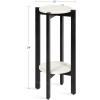 imageKate and Laurel Moxley Transitional Round Tiered Side Table with Natural Marble and Solid Mango Wood Tabletops for Living Room Decor 11x11x25 Walnut BrownGoldBlack