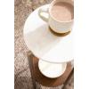 imageKate and Laurel Moxley Transitional Round Tiered Side Table with Natural Marble and Solid Mango Wood Tabletops for Living Room Decor 11x11x25 Walnut BrownGoldWalnut BrownGold