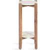 imageKate and Laurel Moxley Transitional Round Tiered Side Table with Natural Marble and Solid Mango Wood Tabletops for Living Room Decor 11x11x25 Walnut BrownGoldNatural