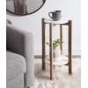 imageKate and Laurel Moxley Transitional Round Tiered Side Table with Natural Marble and Solid Mango Wood Tabletops for Living Room Decor 11x11x25 Walnut BrownGoldNatural