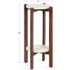 imageKate and Laurel Moxley Transitional Round Tiered Side Table with Natural Marble and Solid Mango Wood Tabletops for Living Room Decor 11x11x25 Walnut BrownGoldWalnut Brown