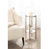 imageKate and Laurel Moxley Transitional Round Tiered Side Table with Natural Marble and Solid Mango Wood Tabletops for Living Room Decor 11x11x25 Walnut BrownGoldGold