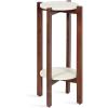 imageKate and Laurel Moxley Transitional Round Tiered Side Table with Natural Marble and Solid Mango Wood Tabletops for Living Room Decor 11x11x25 Walnut BrownGoldWalnut Brown