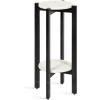 imageKate and Laurel Moxley Transitional Round Tiered Side Table with Natural Marble and Solid Mango Wood Tabletops for Living Room Decor 11x11x25 Walnut BrownGoldBlack