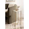 imageKate and Laurel Aguilar Modern Glam Slim Side Table 12 x 7 x 22 White Marble and Gold Decorative Narrow End Table for Use as Skinny Bedroom Nightstand or Living Room Mini TableWhiteGold