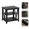 imageKate and Laurel Broadbridge Modern Tiered Rectangle Side Table 23 x 18 x 24 Light Natural Transtional ThreeTier Wooden Nightstand with Storage for Use as Living Room End TableBlack