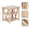 imageKate and Laurel Broadbridge Modern Tiered Rectangle Side Table 23 x 18 x 24 Light Natural Transtional ThreeTier Wooden Nightstand with Storage for Use as Living Room End TableNatural
