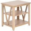 imageKate and Laurel Broadbridge Modern Tiered Rectangle Side Table 23 x 18 x 24 Light Natural Transtional ThreeTier Wooden Nightstand with Storage for Use as Living Room End TableNatural