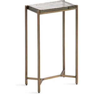 imageKate and Laurel Aguilar Modern Glam Slim Side Table 12 x 7 x 22 White Marble and Gold Decorative Narrow End Table for Use as Skinny Bedroom Nightstand or Living Room Mini TableGold