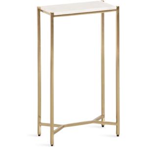 imageKate and Laurel Aguilar Modern Glam Slim Side Table 12 x 7 x 22 White Marble and Gold Decorative Narrow End Table for Use as Skinny Bedroom Nightstand or Living Room Mini TableWhiteGold