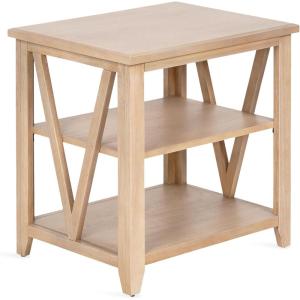 imageKate and Laurel Broadbridge Modern Tiered Rectangle Side Table 23 x 18 x 24 Light Natural Transtional ThreeTier Wooden Nightstand with Storage for Use as Living Room End TableNatural