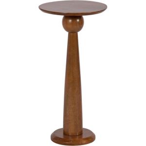 imageKate and Laurel Jakob Modern Wooden Round Side Table 12 x 24 Walnut Brown Circle Pedestal Table for Use as Bedroom Nightstand Indoor Plant Stand or Decorative Living Room TableWalnut Brown