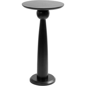 imageKate and Laurel Jakob Modern Wooden Round Side Table 12 x 24 Walnut Brown Circle Pedestal Table for Use as Bedroom Nightstand Indoor Plant Stand or Decorative Living Room TableBlack