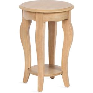 imageKate and Laurel Sutherlin Vintage Tiered Round Side Table 16 x 16 x 25 Light Natural Traditional TwoTier Circle Living Room End Table with Storage for Use as Bedroom Nightstand Option