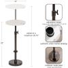 imageKate and Laurel Engles Traditional AdjustableHeight Pedestal Drink Table 10 x 10 x 30 White Marble and Gray Gunmetal Vintage Round Indoor Metal Plant Stand with Authentic Marble Tabletop