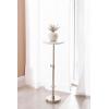 imageKate and Laurel Engles Traditional AdjustableHeight Pedestal Drink Table 10 x 10 x 30 White Marble and Silver Chrome Vintage Round Indoor Metal Plant Stand with Authentic Marble Tabletop