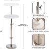imageKate and Laurel Engles Traditional AdjustableHeight Pedestal Drink Table 10 x 10 x 30 White Marble and Silver Chrome Vintage Round Indoor Metal Plant Stand with Authentic Marble Tabletop