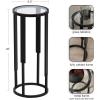 imageKate and Laurel Ravalli Modern Drink Table 9 x 9 x 20 Black and Clear Glass Unique Round Tempered Glass Accent Pedestal Table for Use as Indoor Plant Stand