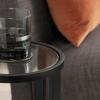 imageKate and Laurel Ravalli Modern Drink Table 9 x 9 x 20 Black and Clear Glass Unique Round Tempered Glass Accent Pedestal Table for Use as Indoor Plant Stand