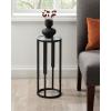 imageKate and Laurel Ravalli Modern Drink Table 9 x 9 x 20 Black and Clear Glass Unique Round Tempered Glass Accent Pedestal Table for Use as Indoor Plant Stand